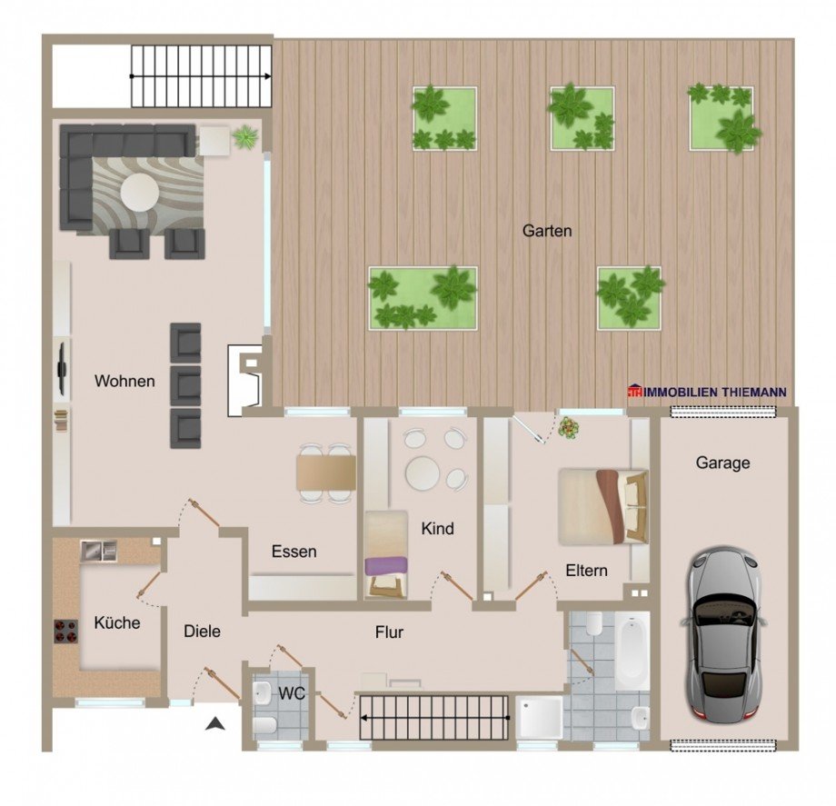 (31) Der Hausgrundriss im Erdgeschoss Bungalow Bottrop / Kirchhellen