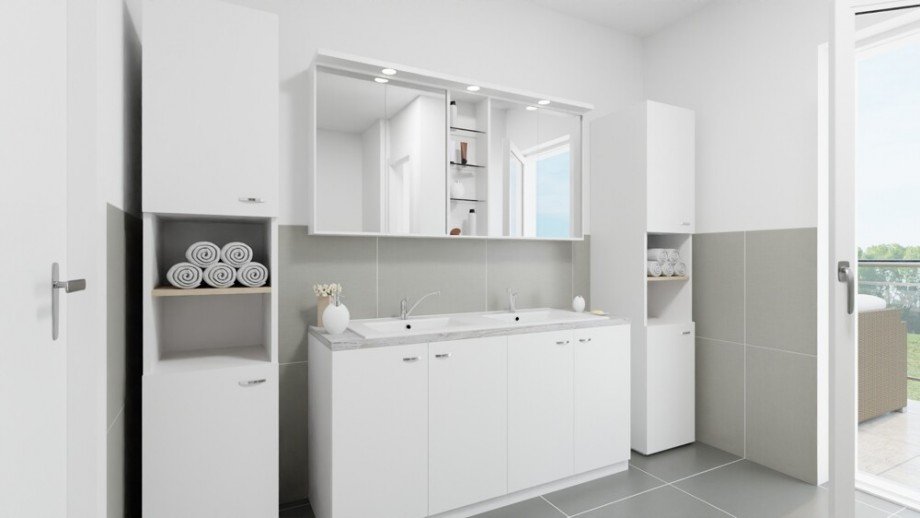 (8) Ein visualisierter Eindruck aus dem modern ausgestattetem Duschbadezimmer Penthousewohnung Bottrop / Fuhlenbrock