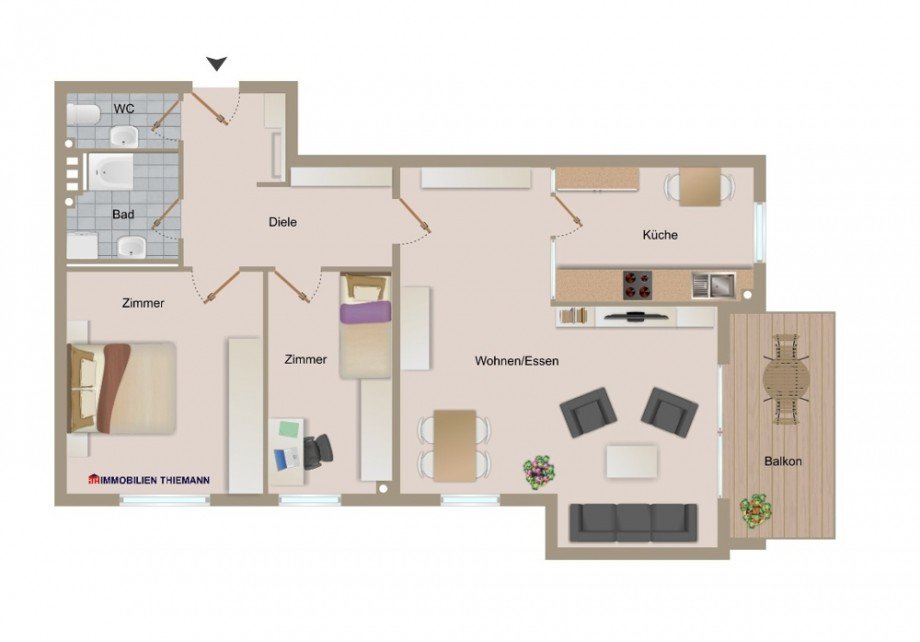 (14) Der Wohnungsgrundriss im Detail Etagenwohnung Bottrop / Stadtmitte