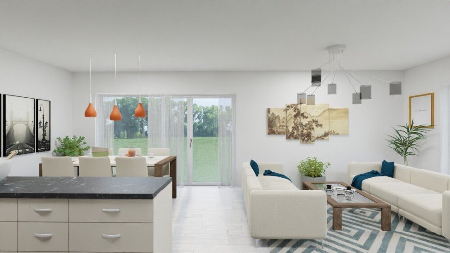 (9) Der Blick in Richtung des k�nftigen Terrassenzuganges auf der Geb�uder�ckseite Erdgeschosswohnung Bottrop / Fuhlenbrock