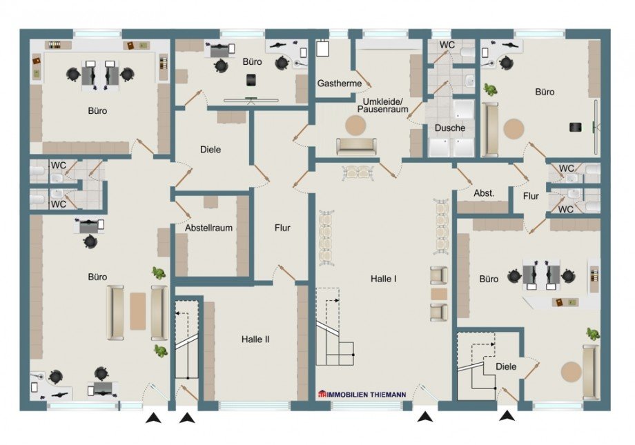 (43) Der Etagengrundriss im Erdgeschoss Halle / Lager / Produktion Bottrop