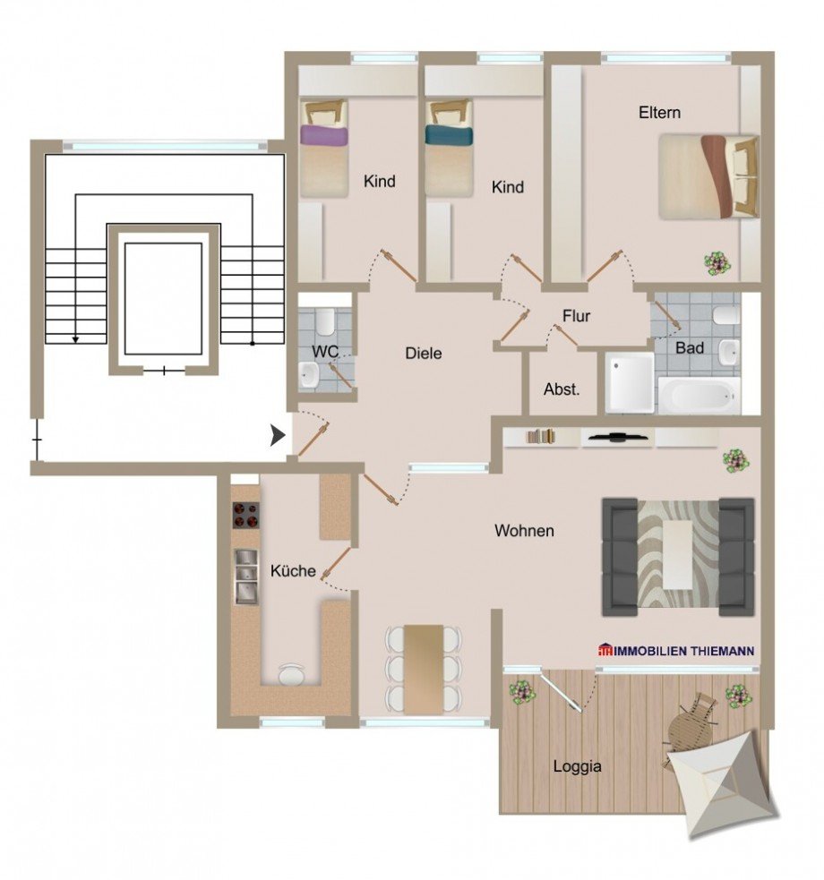 (26) Der Wohnungsgrundriss im Detail Etagenwohnung Bottrop / Stadtmitte