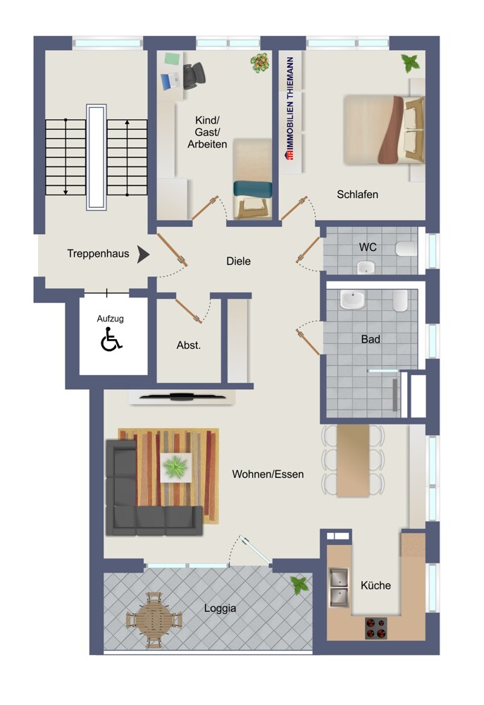 (28) Der Wohnungsgrundriss im Detail Etagenwohnung Oberhausen / Klosterhardt-Nord