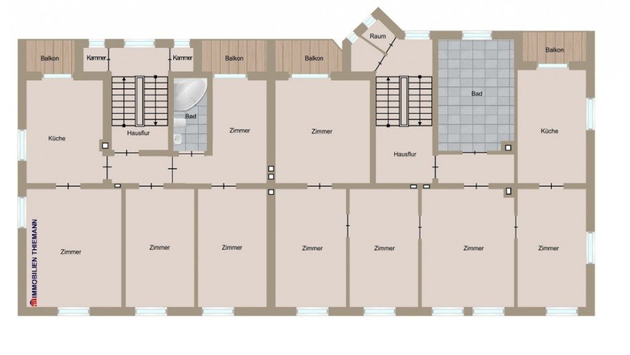 (47) Der Hausgrundriss im Obergeschoss Mehrfamilienhaus Bottrop / Batenbrock