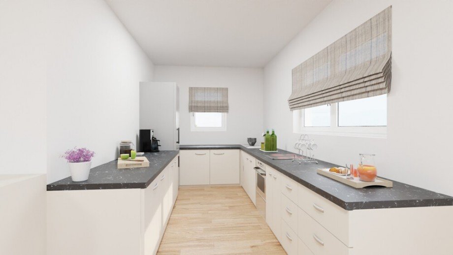 (15) Ein Blick in die halboffen mit dem Wohnraum verbundene K�che Penthousewohnung Bottrop / Fuhlenbrock