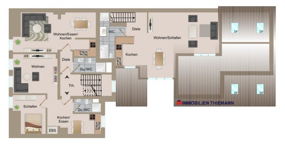 (56) Die Geb�udegrundrisse im Dachgeschoss Mehrfamilienhaus Gladbeck / Zweckel