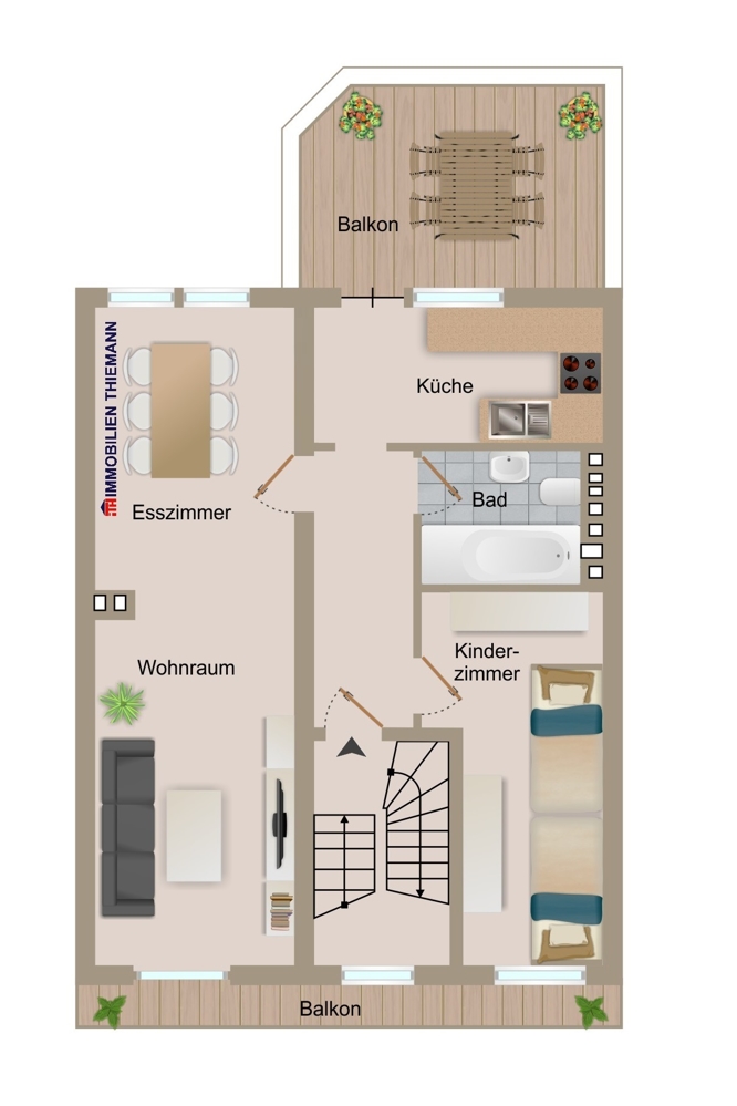 (48) Der Hausgrundriss im Obergeschoss Mehrfamilienhaus Bottrop / Eigen