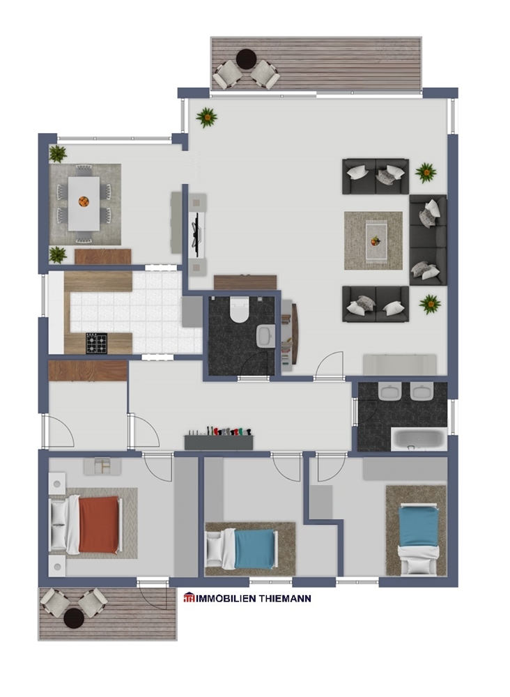 (31) Der besonders gelungene Wohnungsgrundriss im Detail Etagenwohnung Bottrop / Stadtmitte