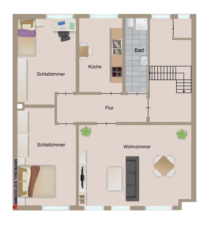 (30) Der Hausgrundriss im Dachgeschoss Mehrfamilienhaus Bottrop / Stadtmitte