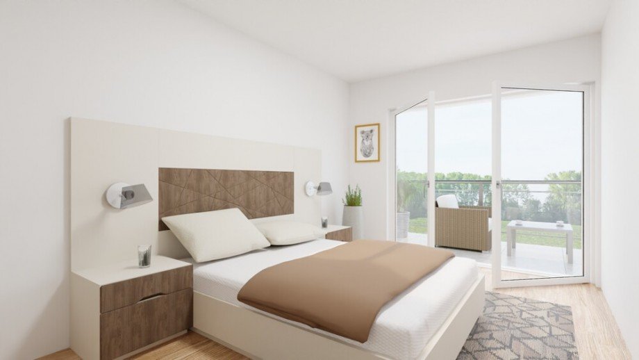 (16) Das Schlafzimmer befindet sich auf der R�ckseite und bietet Zugang zum zweiten Balkon Penthousewohnung Bottrop / Fuhlenbrock