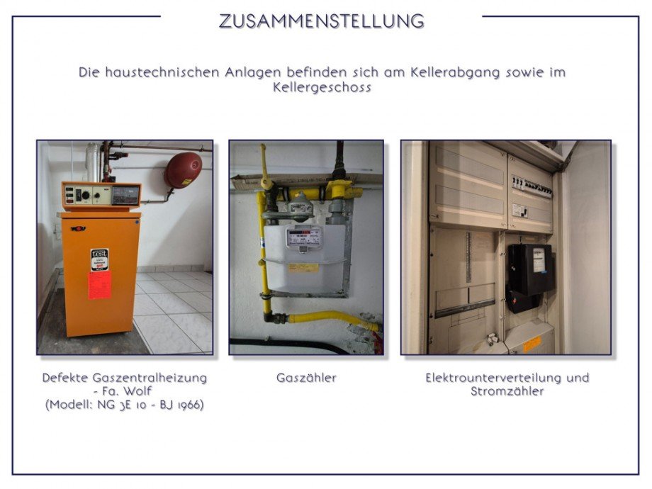 (22) Zusammenstellung der haustechnischen Anlagen Reihenmittelhaus Oberhausen / Sterkrade-Mitte
