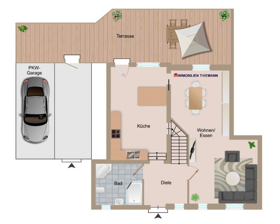 (18) Der Hausgrundriss im Erdgeschoss Doppelhaush�lfte Bottrop / Welheimer Mark