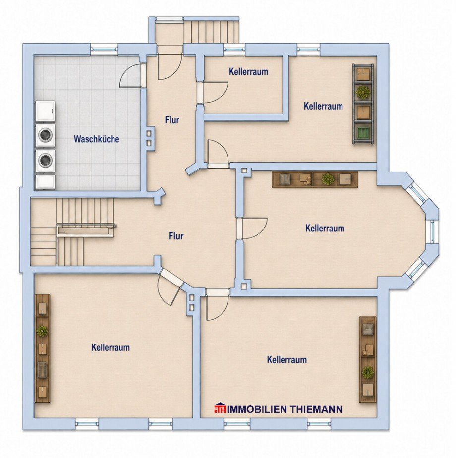 (41) Der Hausgrundriss im Kellergeschoss Mehrfamilienhaus Bottrop / Stadtmitte