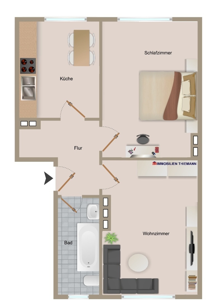 (20) Der Wohnungsgrundriss im Detail Etagenwohnung Bottrop / Stadtmitte