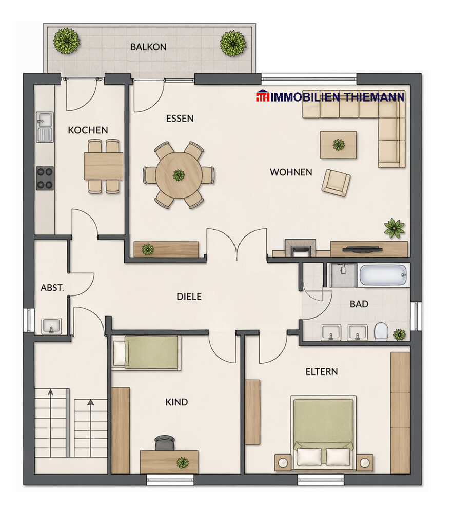(31) Der Wohnungsgrundriss im Detail Etagenwohnung Bottrop / Fuhlenbrock
