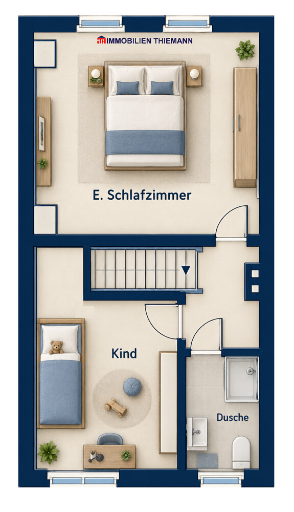 (35) Der Hausgrundriss im Obergeschoss Reihenmittelhaus Bottrop / Welheim