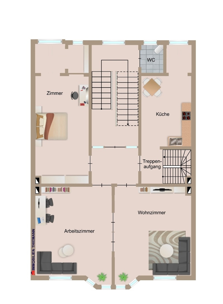(39) Der Hausgrundriss im Obergeschoss Mehrfamilienhaus Bottrop / Stadtmitte