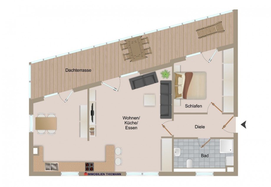 (25) Der Wohnungsgrundriss im Detail Dachgeschosswohnung Essen / Heidhausen