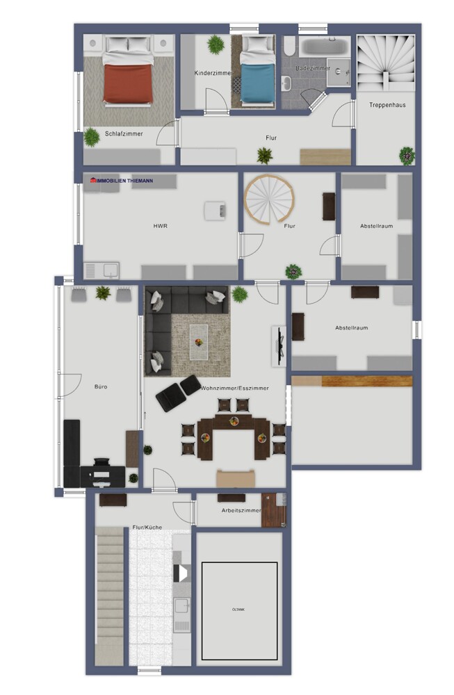 (43) Der Hausgrundriss im Kellergeschoss Einfamilienhaus Bottrop / Grafenwald