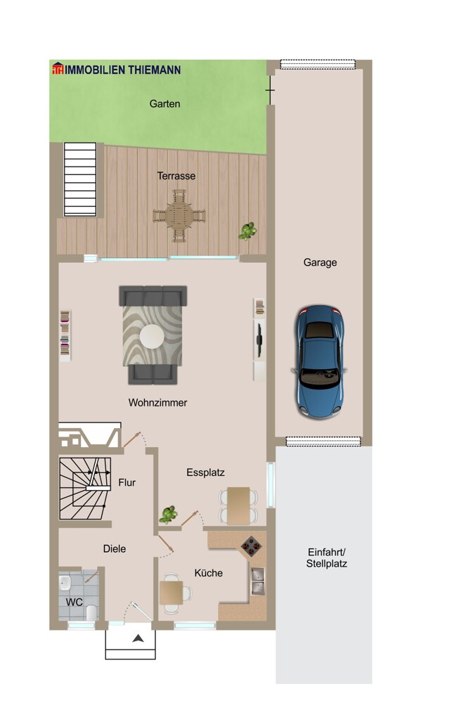 (33) Der Hausgrundriss im Erdgeschoss Doppelhaush�lfte Bottrop / Fuhlenbrock