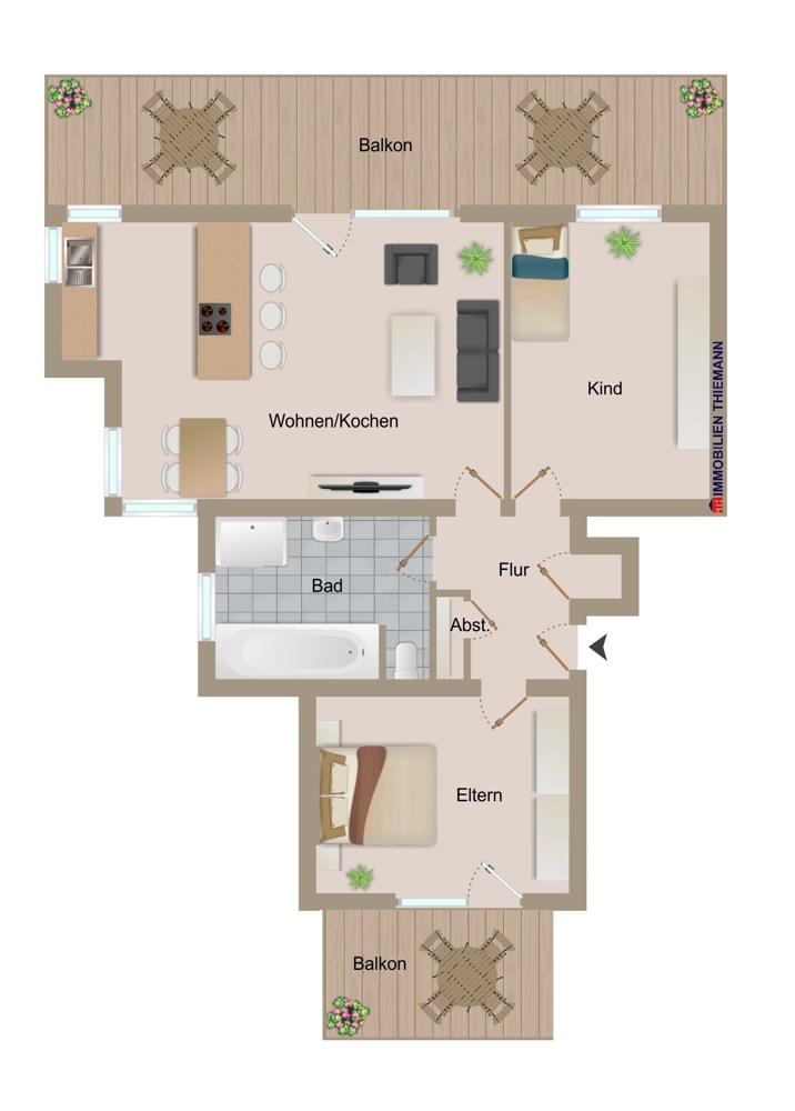 (20) Der Wohnungsrunriss im Detail Etagenwohnung Oberhausen / Sterkrade