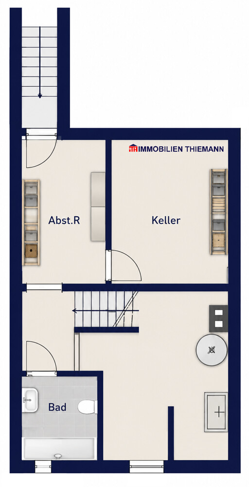 (33) Der Hausgrundriss im Kellergeschoss Reihenmittelhaus Bottrop / Welheim