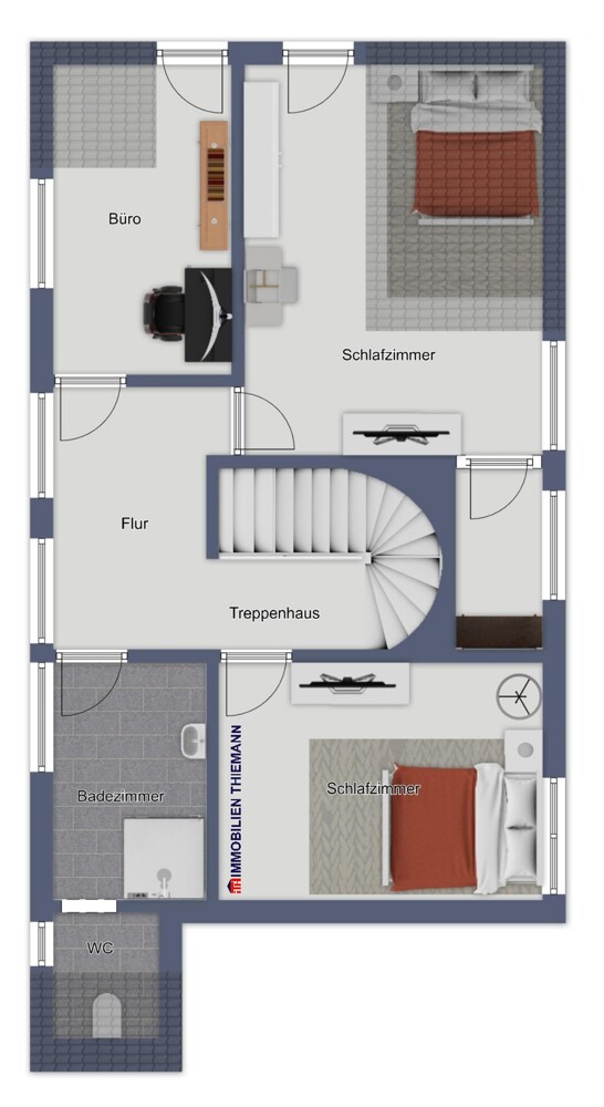 (36) Der Hausgrundriss im Obergeschoss Einfamilienhaus Bottrop / Feldhausen
