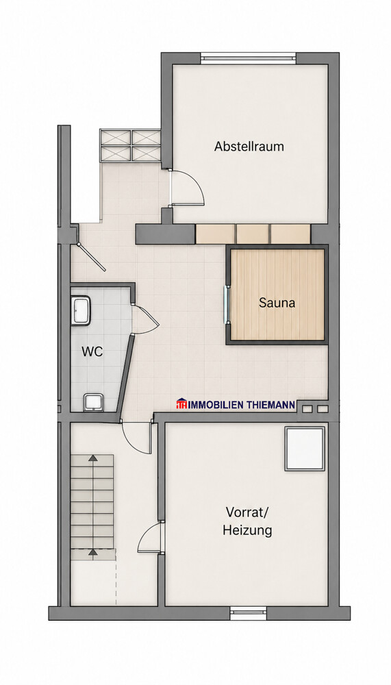 (34) Der Hausgrundriss im Kellergeschoss Reihenmittelhaus Bottrop / Eigen