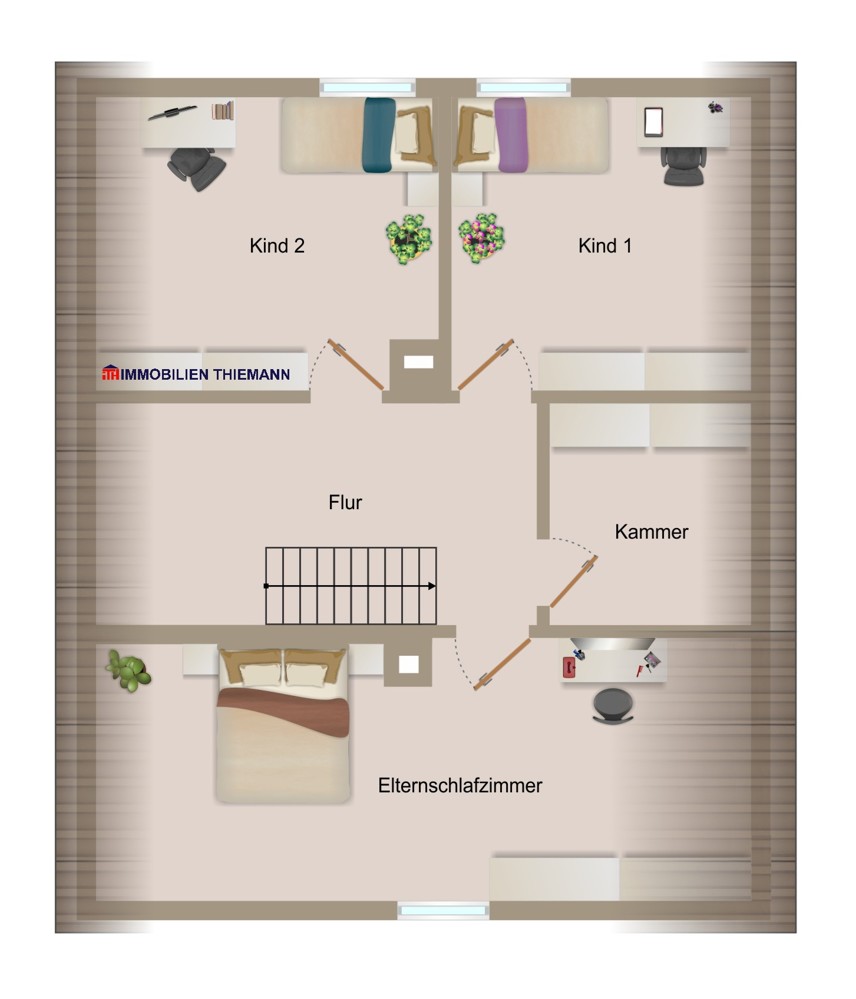 (32) Der Hausgrundriss im Obergeschoss Reihenendhaus Bottrop / Fuhlenbrock