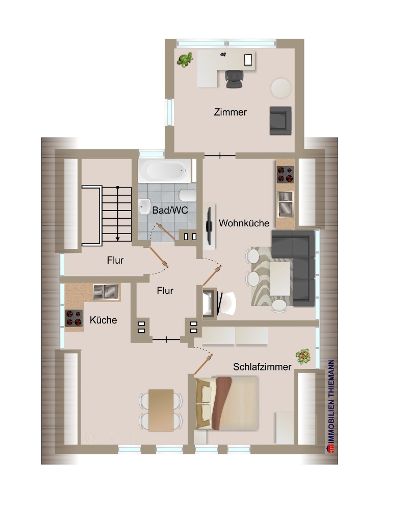 (36) Der Hausgrundriss im Obergeschoss Einfamilienhaus Bottrop / Batenbrock
