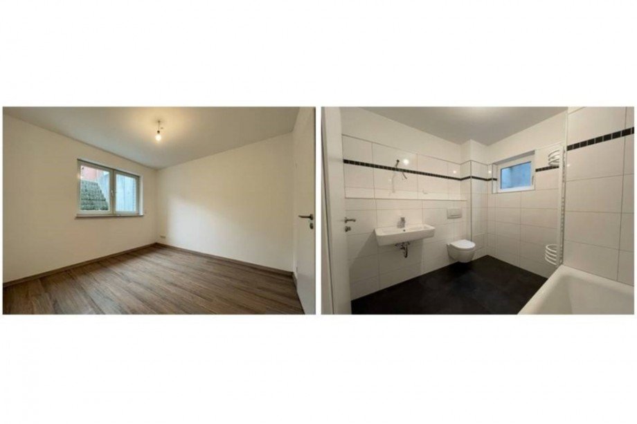 (11) Ein Blick in einen Schlafraum und in das Hauptbadezimmer im UG Mehrfamilienhaus Oberhausen / Klosterhadt-S�d