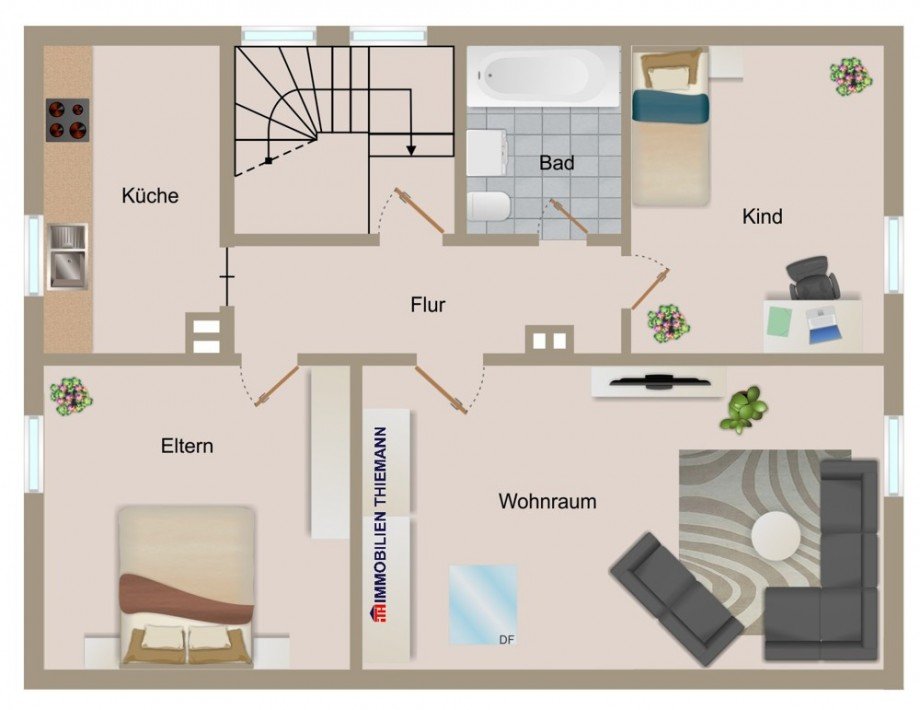 (41) Der Hausgrundriss im Ober- bzw. Dachgeschoss Haus Bottrop / Vonderort