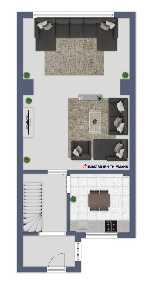 (34) Der Hausgrundriss im Erdgeschoss Reihenmittelhaus Bottrop / Batenbrock