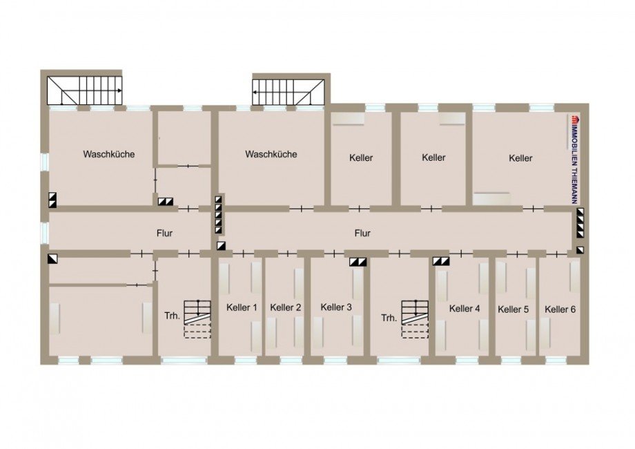(27) Die Hausgrundrisse im Kellergeschoss Mehrfamilienhaus Bottrop / Batenbrock