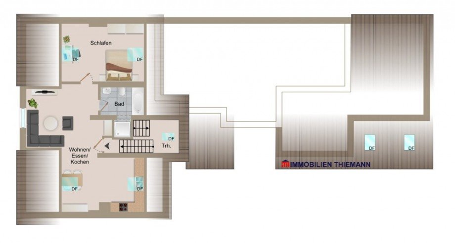 (57) Die Geb�udegrundrisse im Spitzboden Mehrfamilienhaus Gladbeck / Zweckel