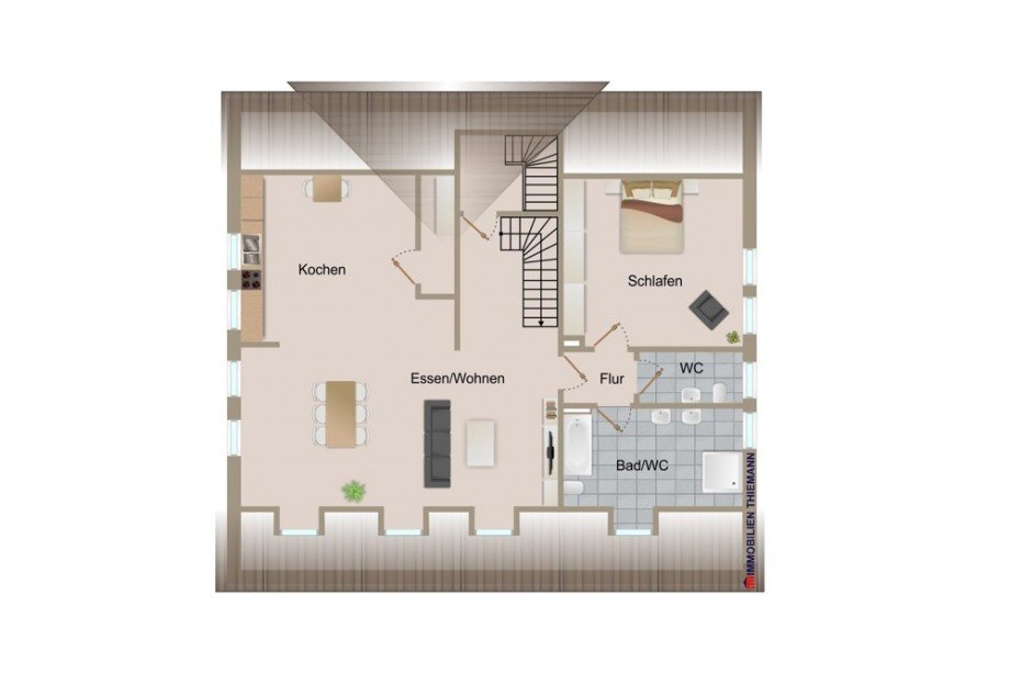 (31) Der Wohnungsgrundriss im Dachgeschoss Etagenwohnung Bottrop-Feldhausen