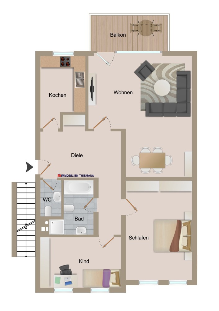 (28) Der Wohnungsgrundriss im Detail Etagenwohnung Gladbeck