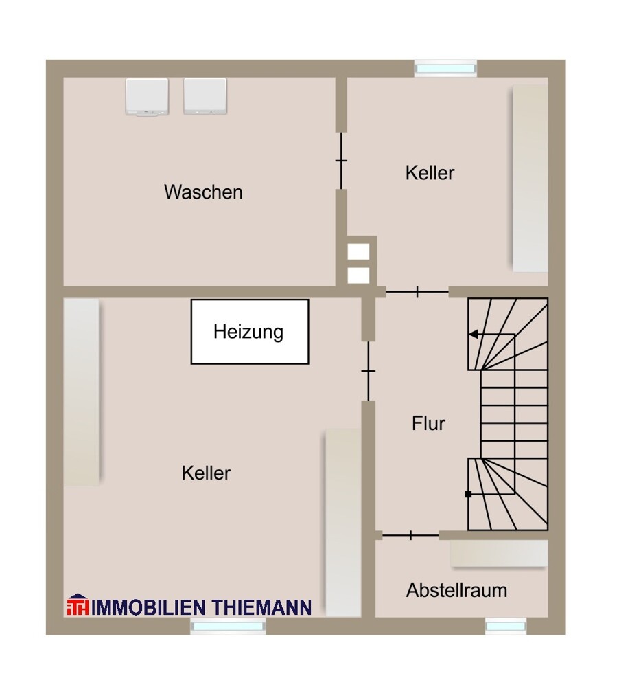(32) Der Hausgrundriss im Kellergeschoss Reihenmittelhaus Oberhausen / Osterfeld-Ost