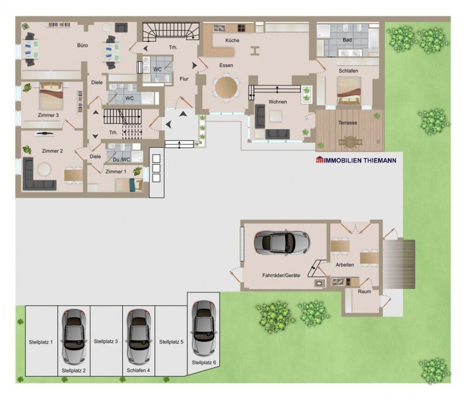 (54) Die Geb�udegrundrisse im Erdgeschoss Mehrfamilienhaus Gladbeck / Zweckel