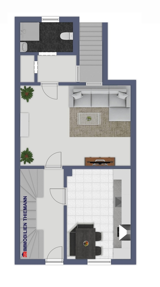 (27) Der Hausgrundriss im Erdgeschoss Reihenmittelhaus Oberhausen / Holten
