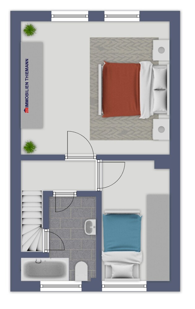 (34) Der Hausgrundriss im Obergeschoss Reihenmittelhaus Bottrop / Batenbrock