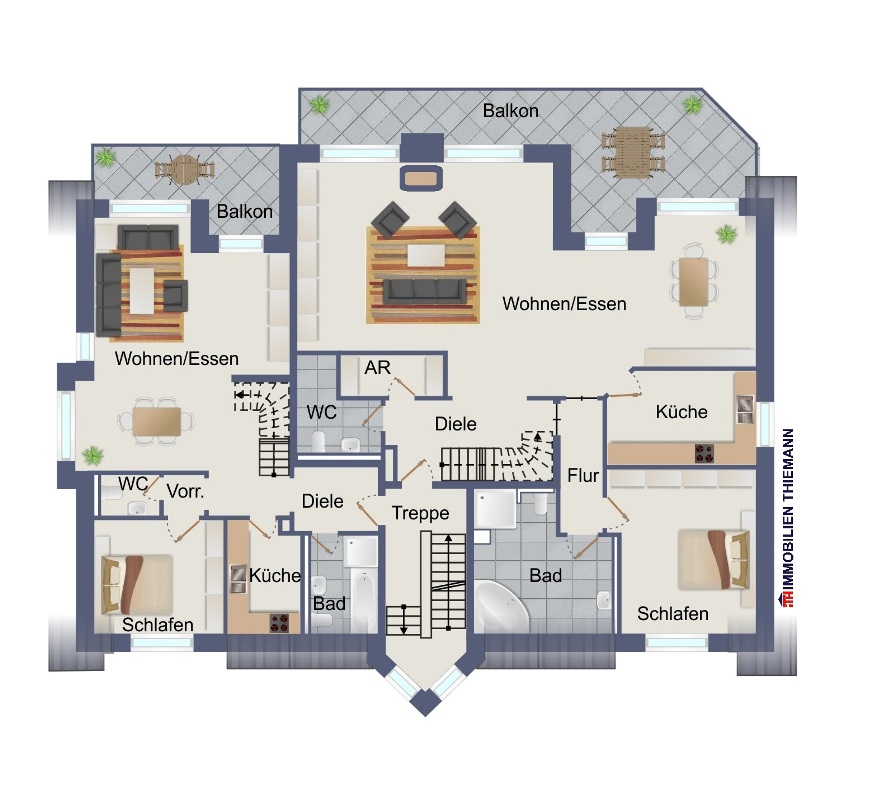 (45) Der Hausgrundriss im Dachgeschoss Mehrfamilienhaus Oberhausen / Klosterhadt-S�d