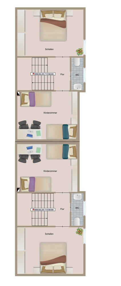 (40) Der Hausgrundriss im Obergeschoss Zweifamilienhaus Bottrop / Stadtmitte