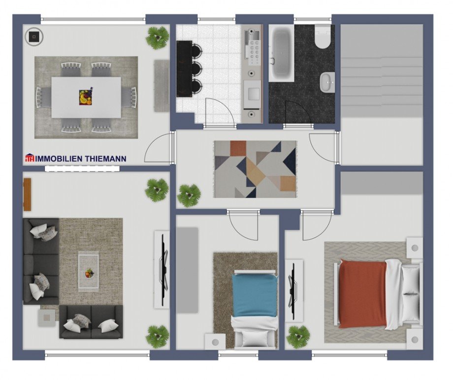 (43) Der Hausgrundriss im Erdgeschoss Mehrfamilienhaus Bottrop / Fuhlenbrock