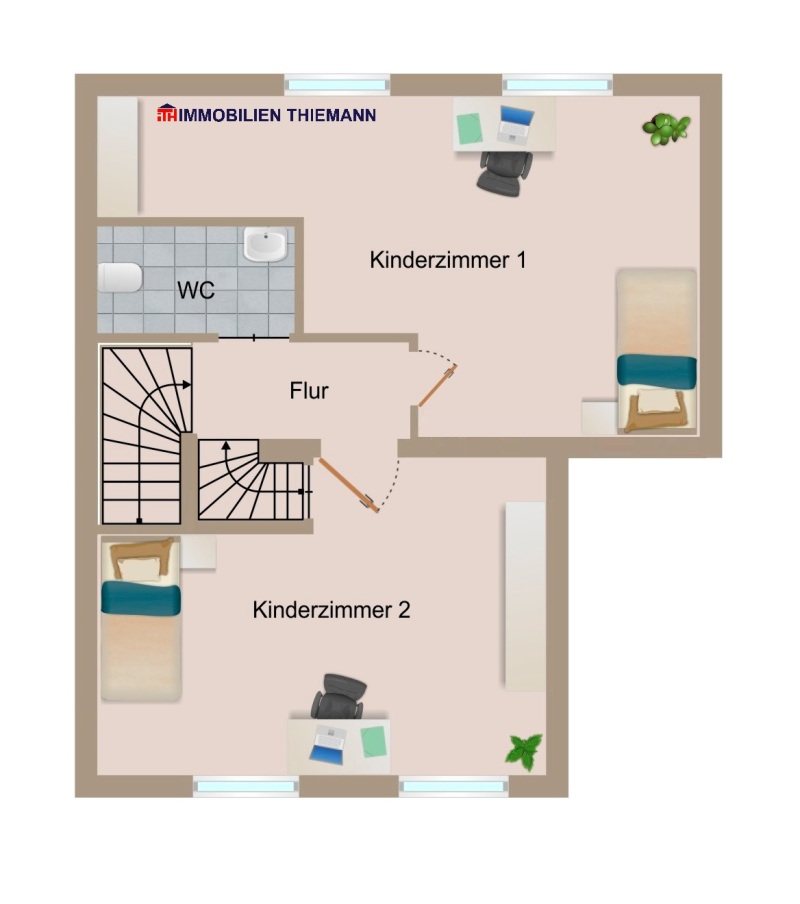 (19) Der Hausgrundriss im Obergeschoss Doppelhaush�lfte Bottrop / Welheimer Mark