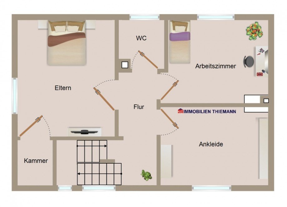 (27) Der Hausgrundriss im Obergeschoss Doppelhaush�lfte Bottrop / Ebel