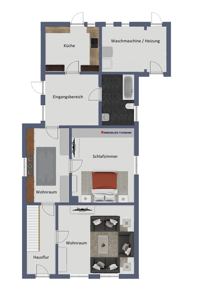 (36) Der Hausgrundriss im Erdgeschoss Zweifamilienhaus Bottrop / Batenbrock