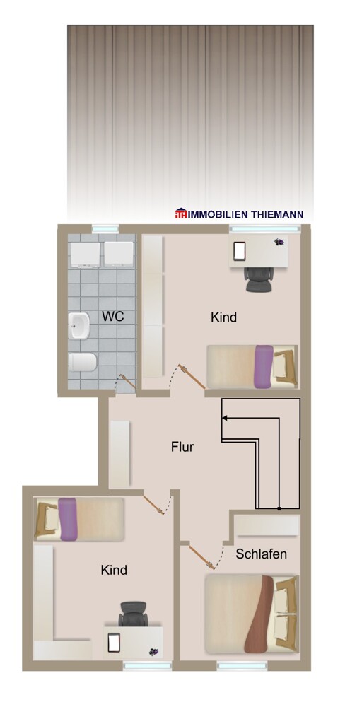 (34) Der Hausgrundriss im Obergeschoss Reihenmittelhaus Bottrop / Fuhlenbrock