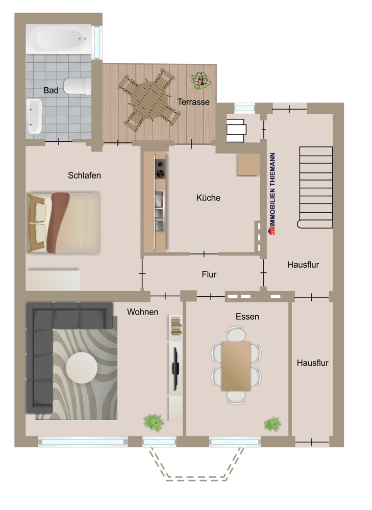(38) Der Hausgrundriss im Erdgeschoss Mehrfamilienhaus M�lheim an der Ruhr / Speldorf