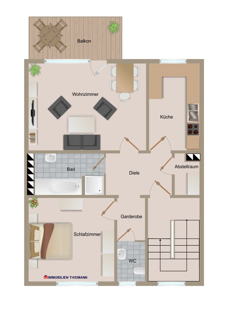 (32) Der Wohnungsgrundriss im 1. Obergeschoss Mehrfamilienhaus Bottrop / Eigen